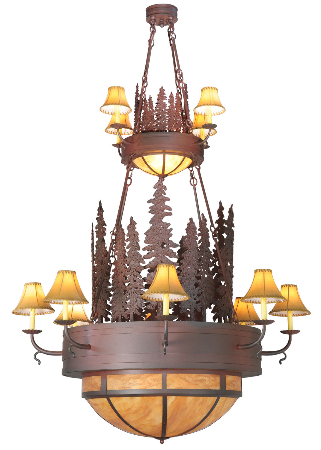 Meyda Tiffany - 111636 - 15 Light Chandelier - Walden Pine - Rust Over Wrought Iron