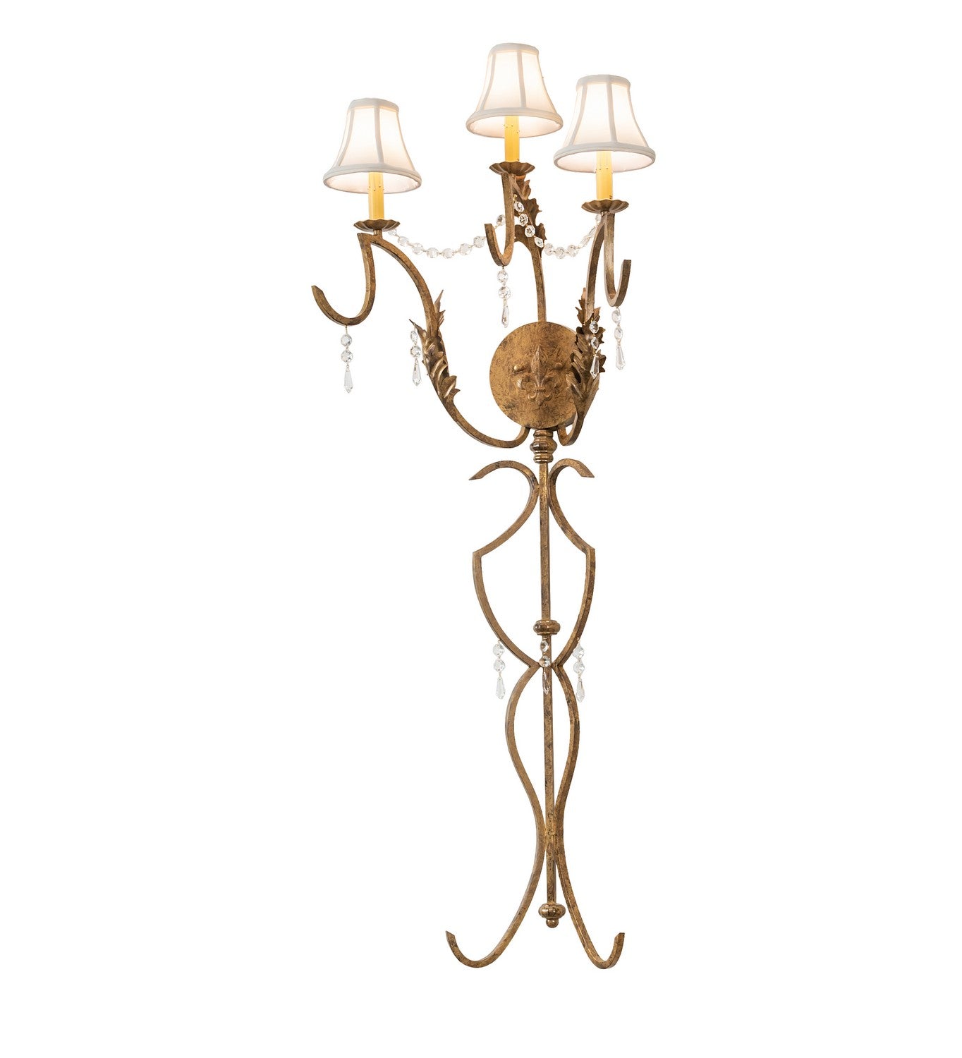 Meyda Tiffany - 107845 - Three Light Wall Sconce - Old Broadway - Light Brushed Gold