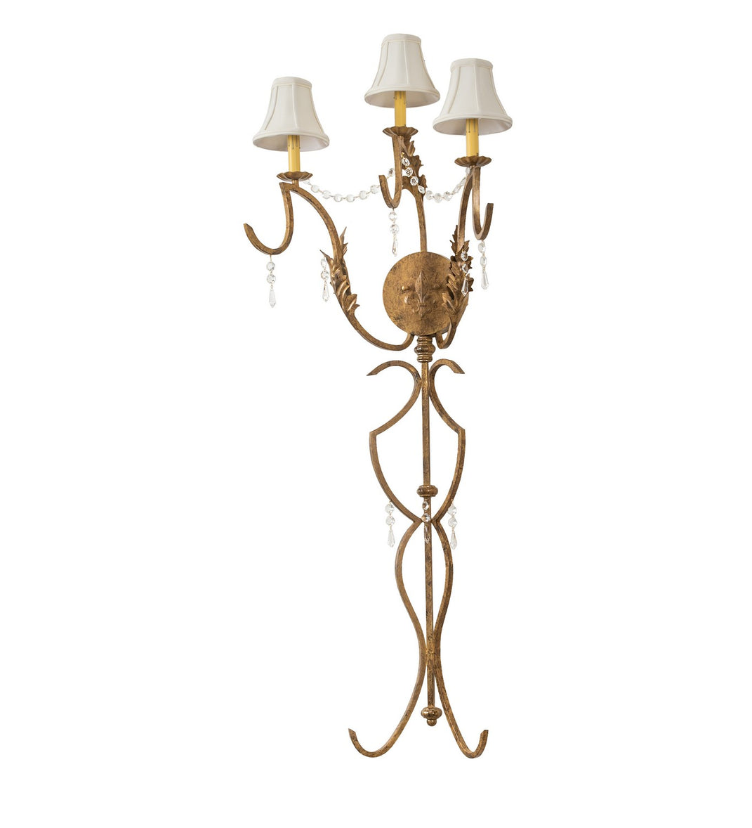 Meyda Tiffany - 107845 - Three Light Wall Sconce - Old Broadway - Light Brushed Gold