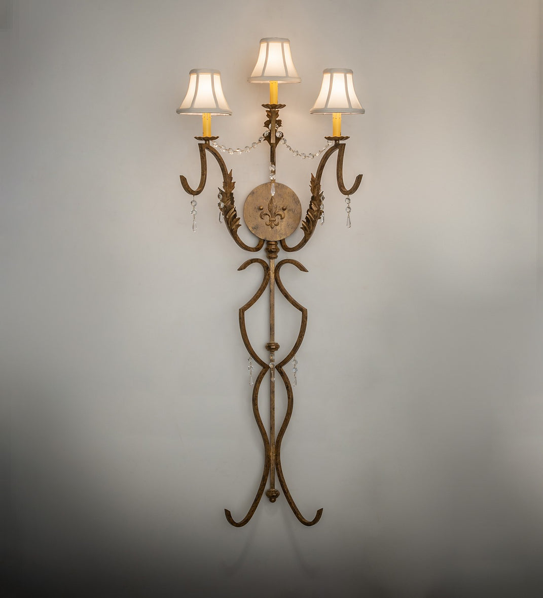 Meyda Tiffany - 107845 - Three Light Wall Sconce - Old Broadway - Light Brushed Gold