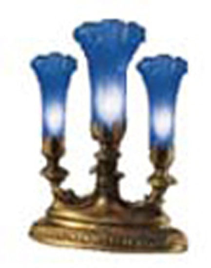 Meyda Tiffany - 10898 - Three Light Accent Lamp - Blue Pond Lily - Antique