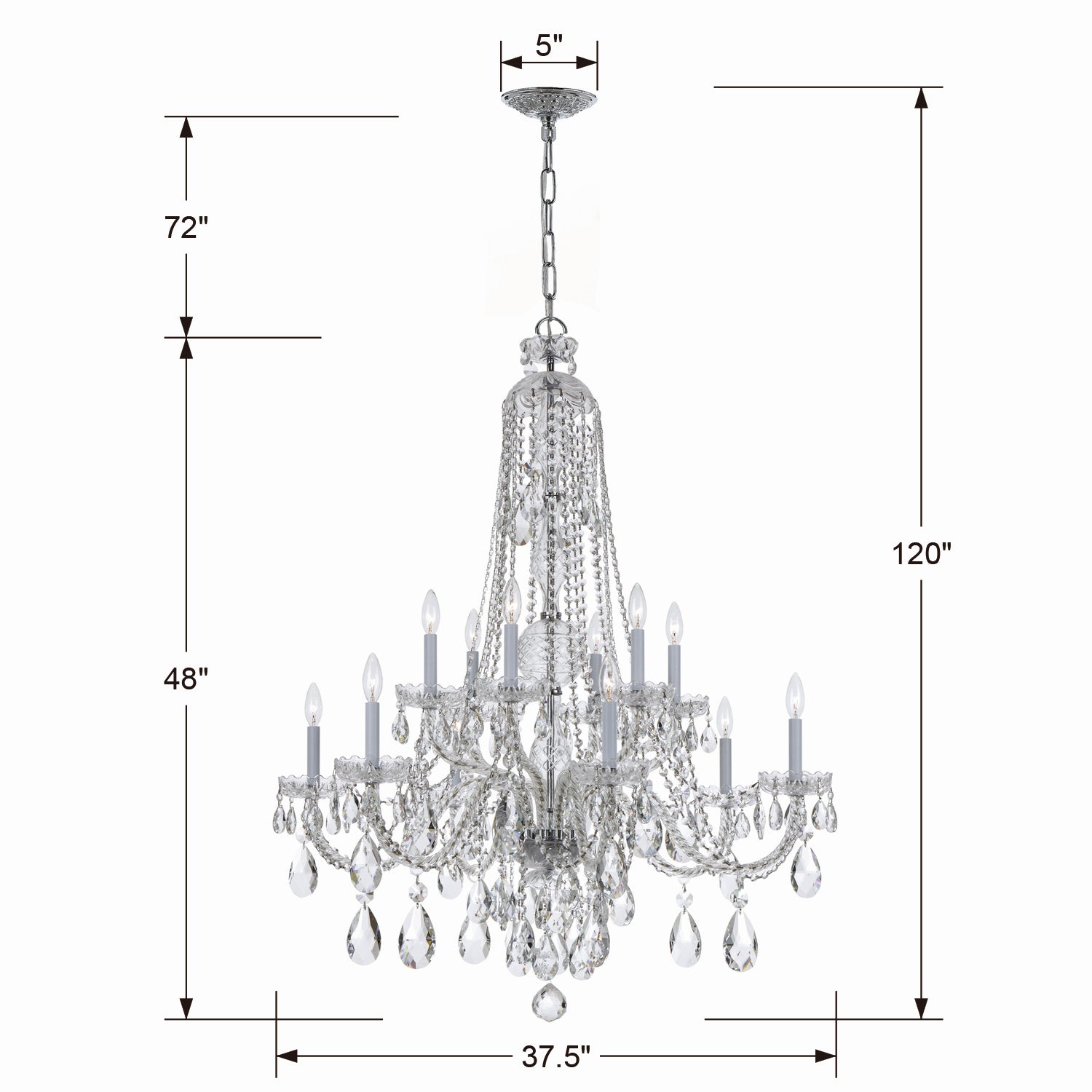 Crystorama - 1112-CH-CL-MWP - 12 Light Chandelier - Traditional Crystal - Polished Chrome