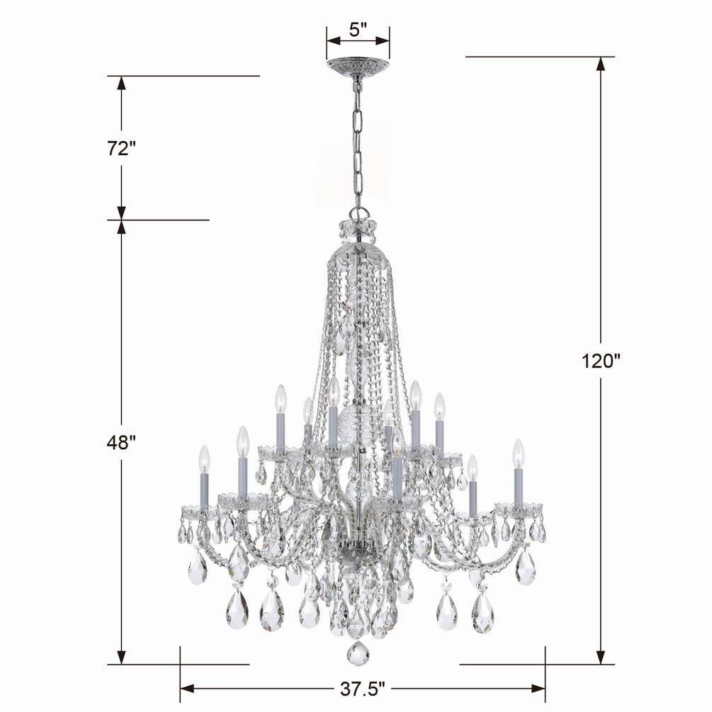 Crystorama - 1112-CH-CL-SAQ - 12 Light Chandelier - Traditional Crystal - Polished Chrome