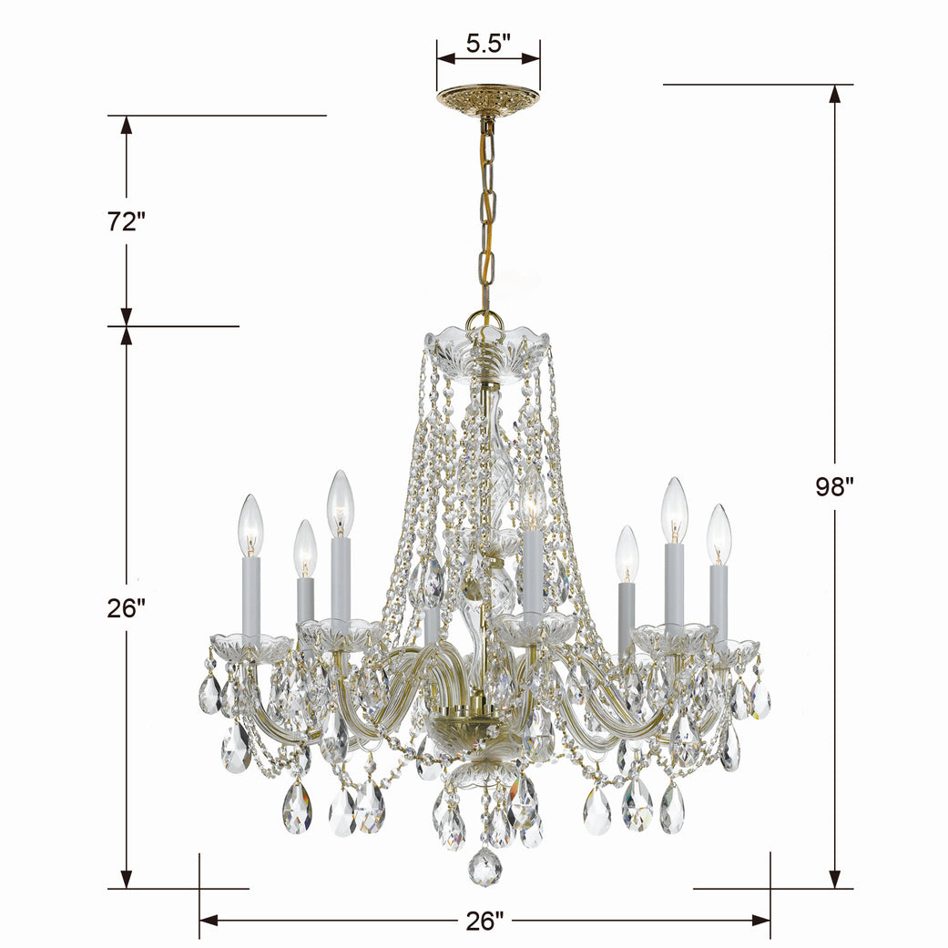 Crystorama - 1138-PB-CL-MWP - Eight Light Chandelier - Traditional Crystal - Polished Brass