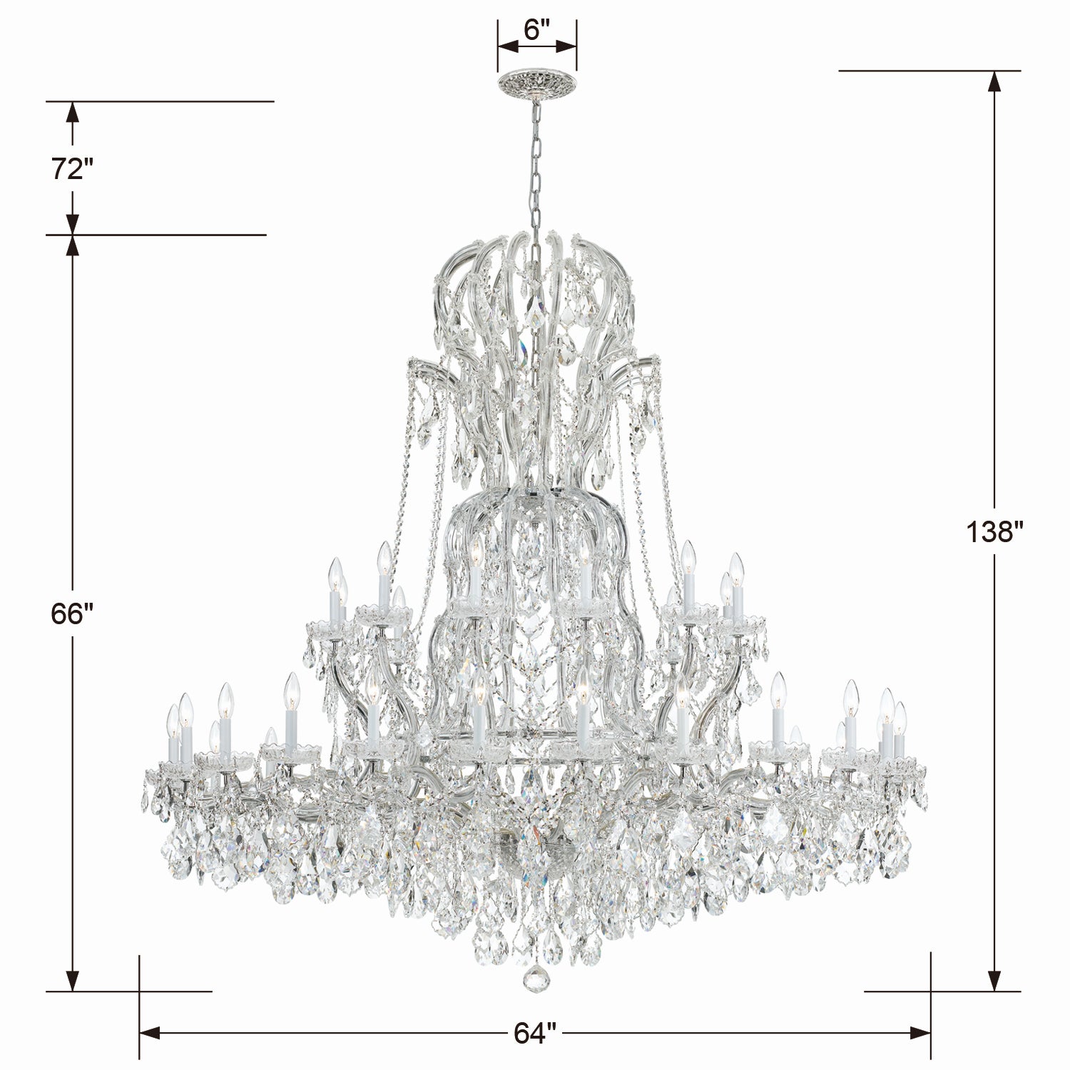 Crystorama - 4460-CH-CL-S - 37 Light Chandelier - Maria Theresa - Polished Chrome