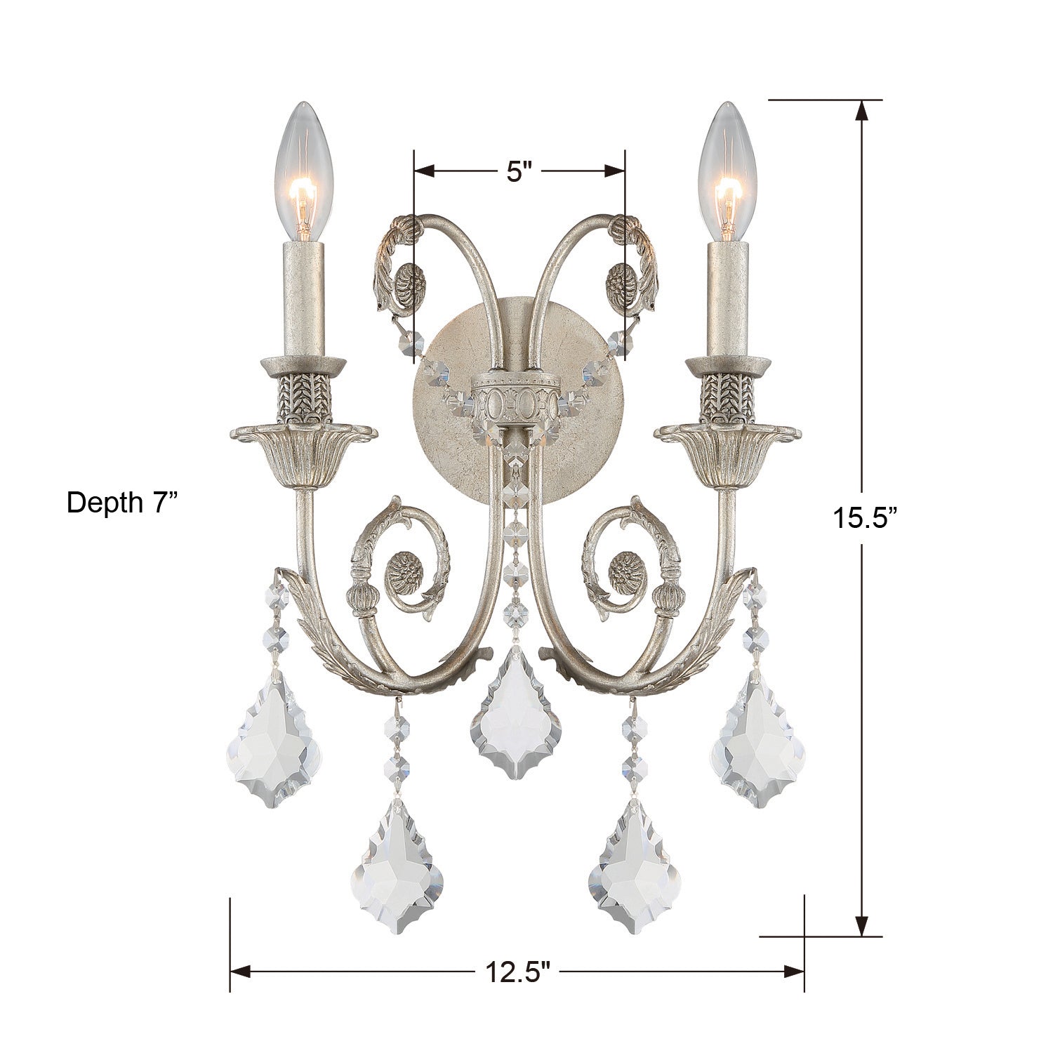 Crystorama - 5112-OS-CL-S - Two Light Wall Sconce - Regis - Olde Silver