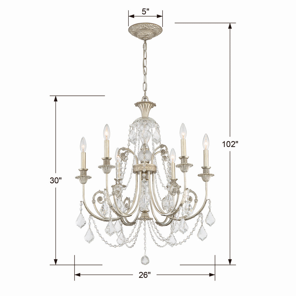 Crystorama - 5116-OS-CL-S - Six Light Chandelier - Regis - Olde Silver