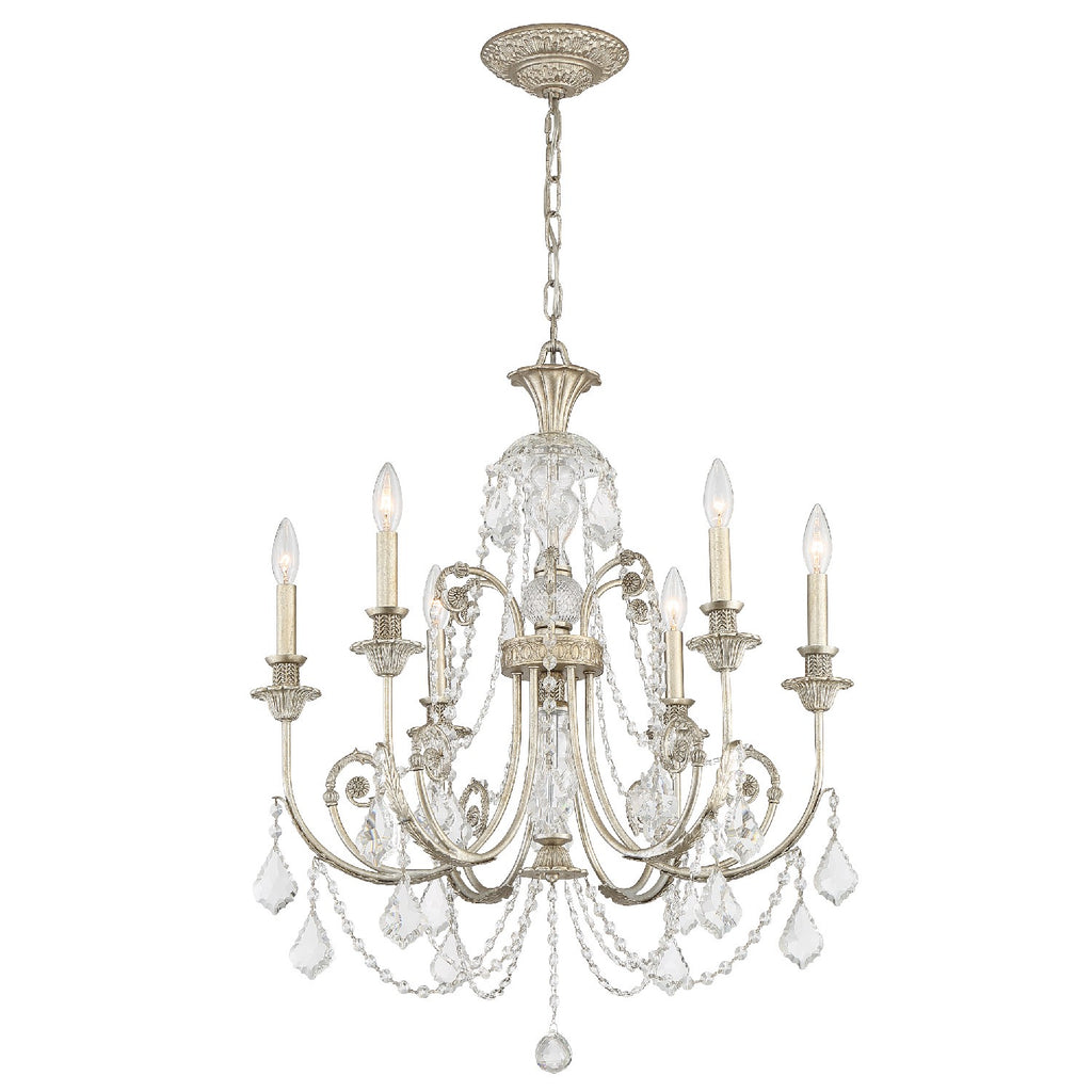 Crystorama - 5116-OS-CL-SAQ - Six Light Chandelier - Regis - Olde Silver