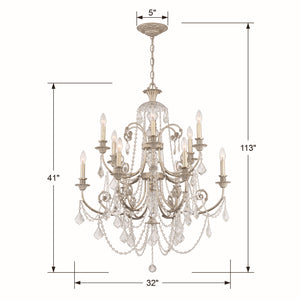 Crystorama - 5119-OS-CL-S - 12 Light Chandelier - Regis - Olde Silver