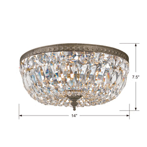 Crystorama - 714-EB-CL-SAQ - Three Light Flush Mount - Waltham - English Bronze