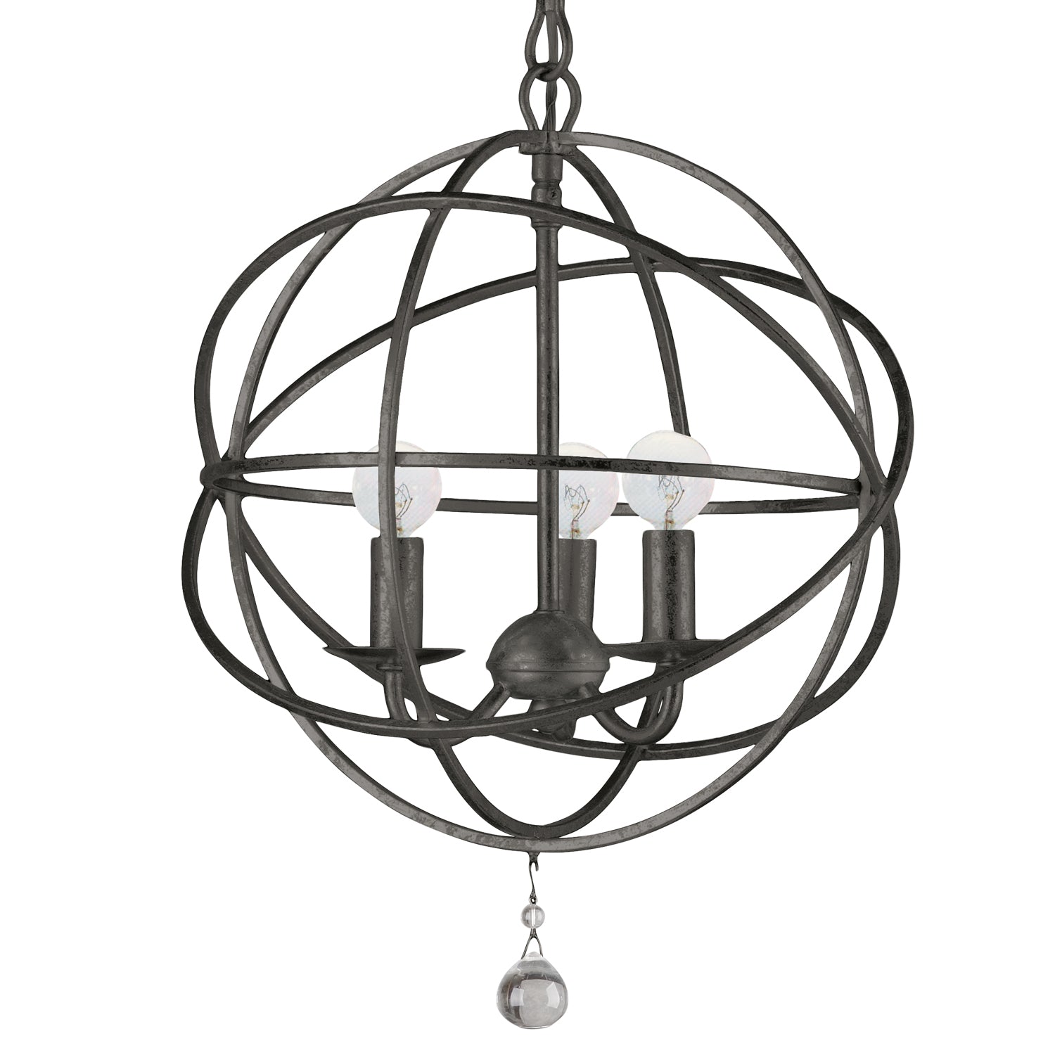 Crystorama - 9225-EB - Three Light Mini Chandelier - Solaris - English Bronze