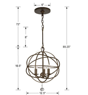 Crystorama - 9225-EB - Three Light Mini Chandelier - Solaris - English Bronze