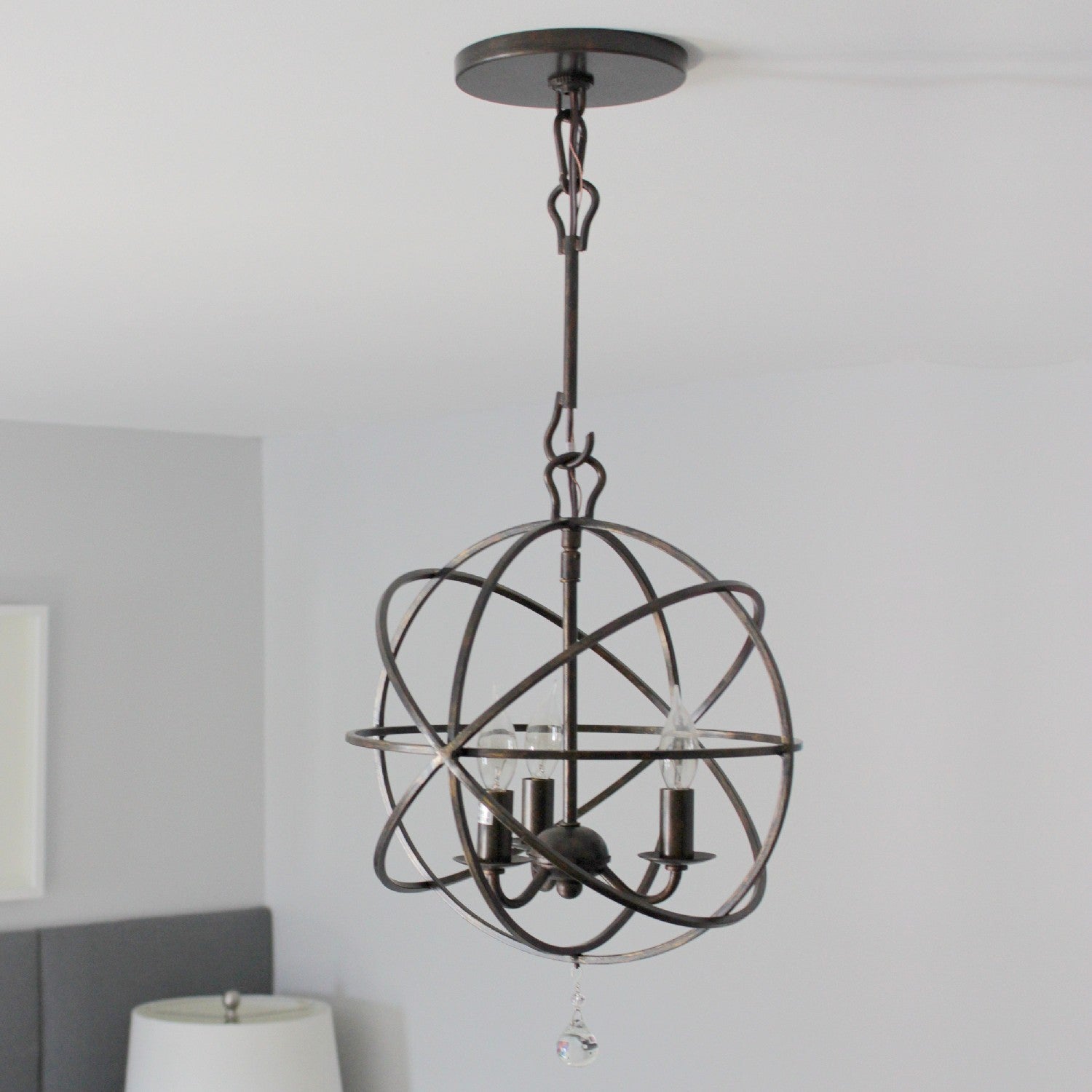 Crystorama - 9225-EB - Three Light Mini Chandelier - Solaris - English Bronze