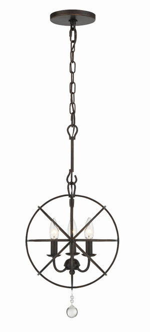 Crystorama - 9225-EB - Three Light Mini Chandelier - Solaris - English Bronze