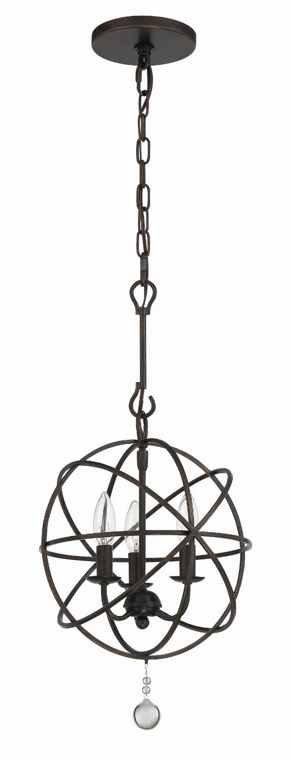 Crystorama - 9225-EB - Three Light Mini Chandelier - Solaris - English Bronze