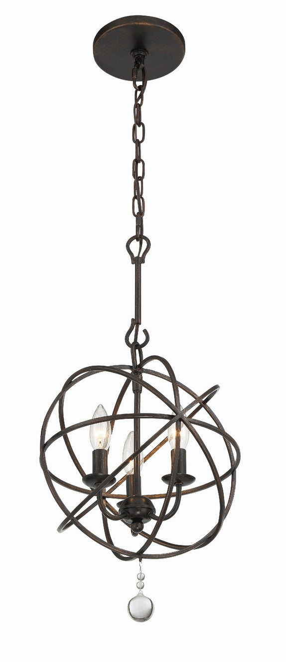 Crystorama - 9225-EB - Three Light Mini Chandelier - Solaris - English Bronze