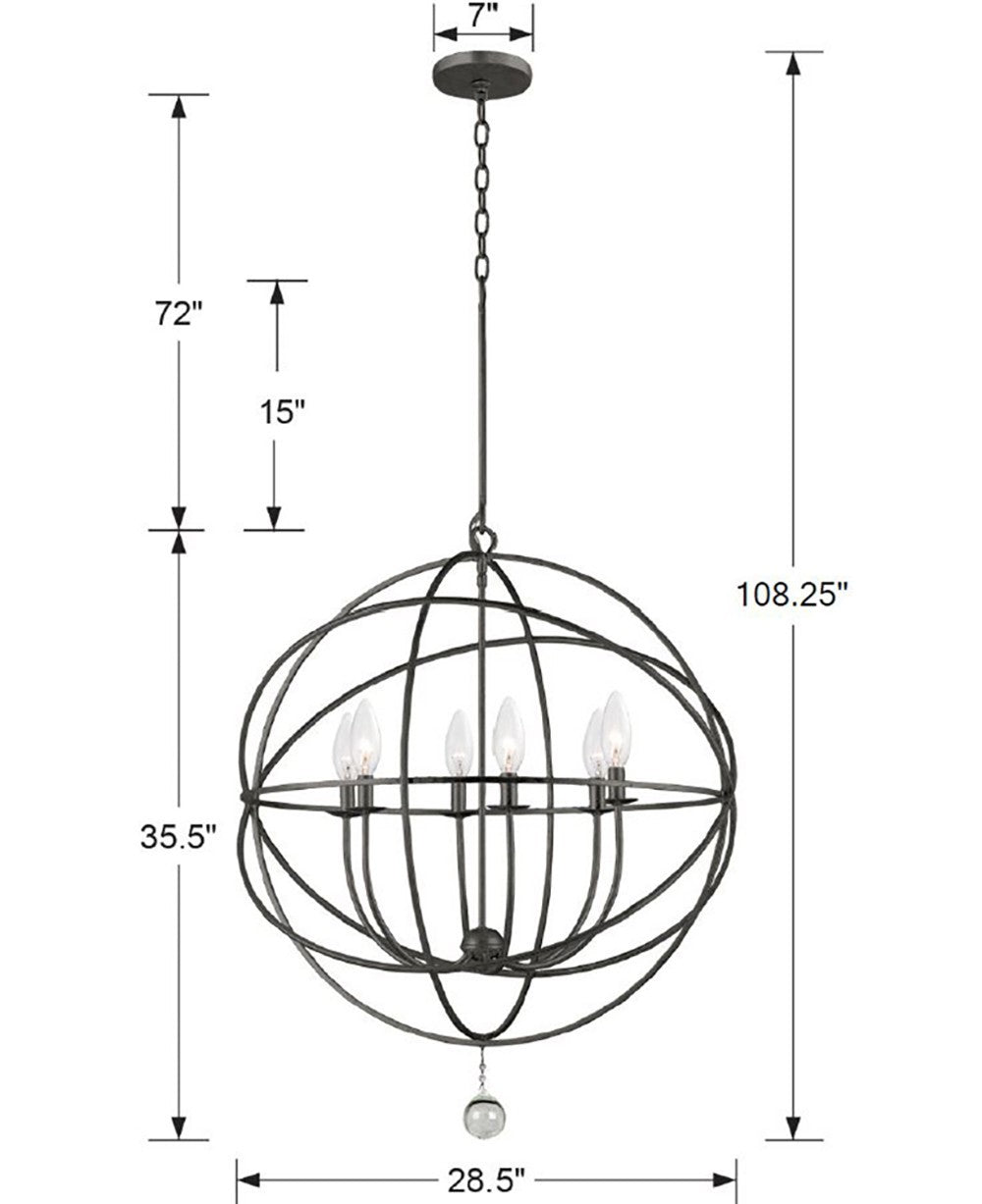 Crystorama - 9228-EB - Six Light Chandelier - Solaris - English Bronze