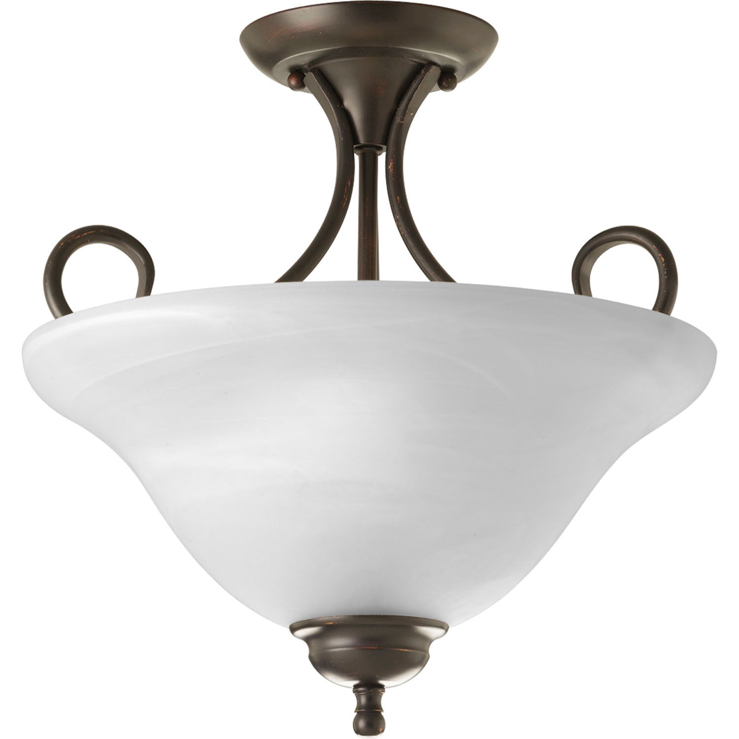 Progress Lighting - P3460-20 - Two Light Flush Mount - Bell Glass - Alabaster - Antique Bronze