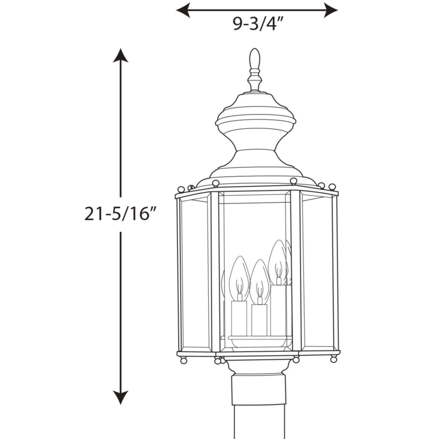 Progress Lighting - P5432-31 - Three Light Post Lantern - Carriage Classics - Black