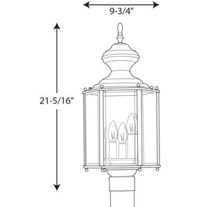 Progress Lighting - P5432-31 - Three Light Post Lantern - Carriage Classics - Black