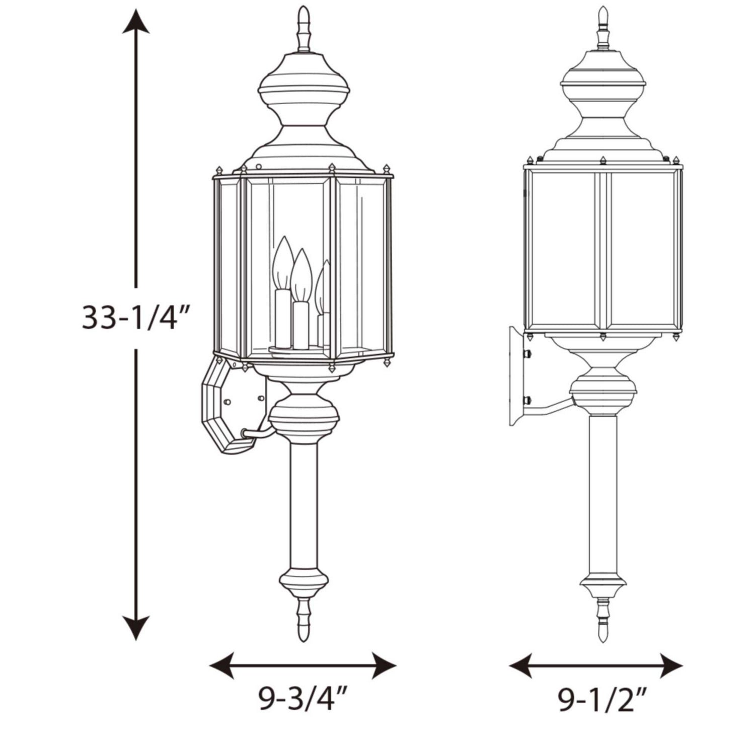 Progress Lighting - P5731-31 - Three Light Wall Lantern - Carriage Classics - Black