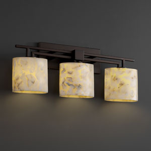 Justice Designs - ALR-8703-30-DBRZ - Three Light Bath Bar - Alabaster Rocks - Dark Bronze