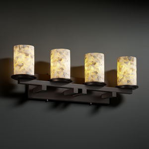 Justice Designs - ALR-8774-10-DBRZ - Four Light Bath Bar - Alabaster Rocks - Dark Bronze