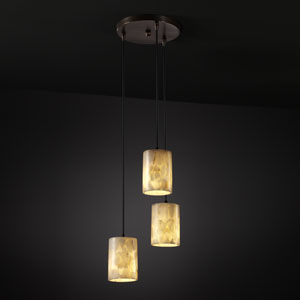 Justice Designs - ALR-8818-10-DBRZ - Three Light Pendant - Alabaster Rocks - Dark Bronze