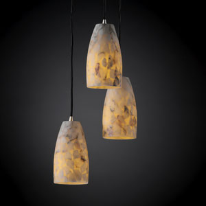 Justice Designs - ALR-8864-28-NCKL - Three Light Pendant - Alabaster Rocks - Brushed Nickel