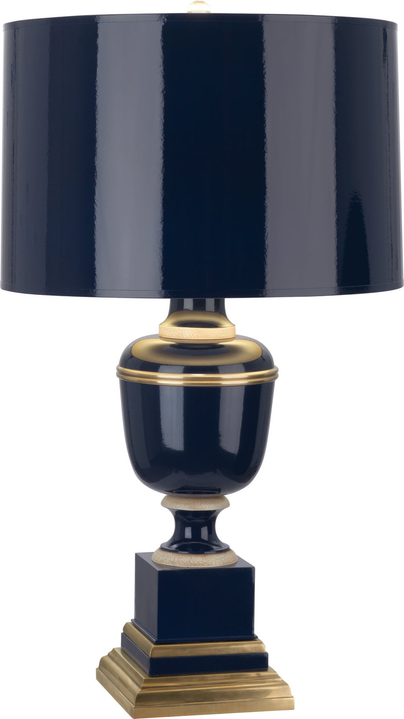 Robert Abbey - 2500 - One Light Table Lamp - Annika - Midnight Blue Lacquered Paint w/Natural Brass, Ivory Crackle