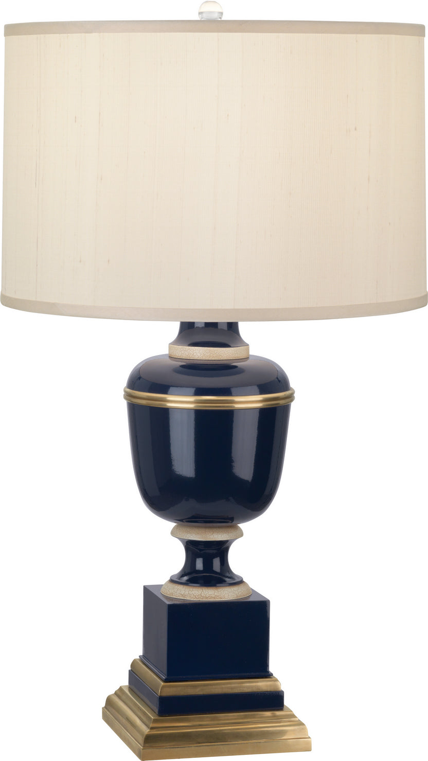 Robert Abbey - 2500X - One Light Table Lamp - Annika - Midnight Blue Lacquered Paint w/Natural Brass, Ivory Crackle