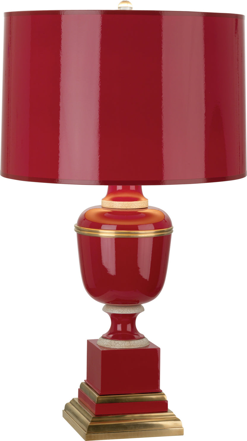 Robert Abbey - 2501 - One Light Table Lamp - Annika - Red Lacquered Paint w/Natural Brass, Ivory Crackle