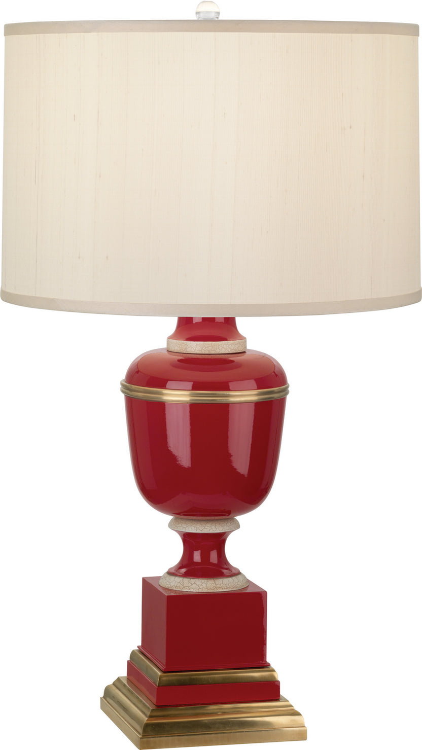Robert Abbey - 2501X - One Light Table Lamp - Annika - Red Lacquered Paint w/Natural Brass, Ivory Crackle