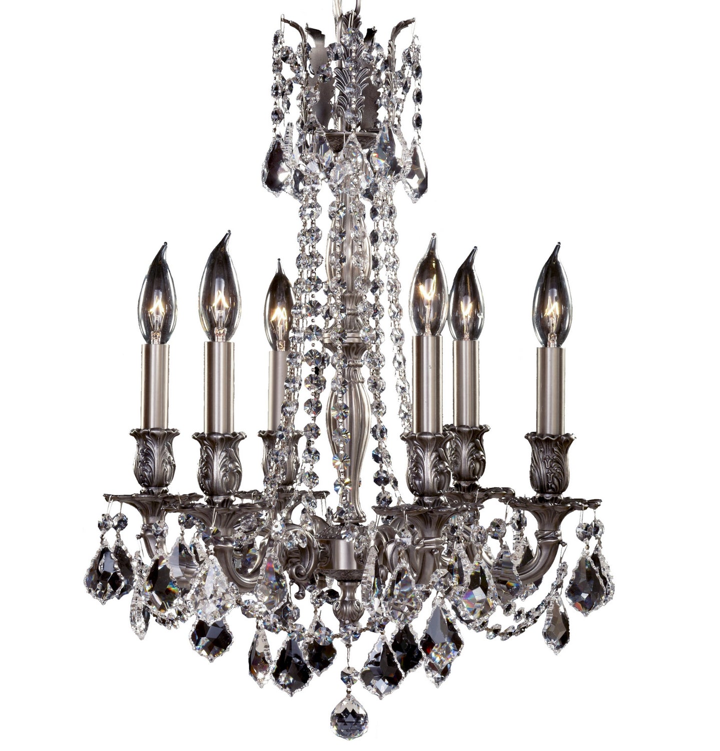 American Brass & Crystal - CH9212-A-10G-ST - Six Light Chandelier - Biella - Antique Silver