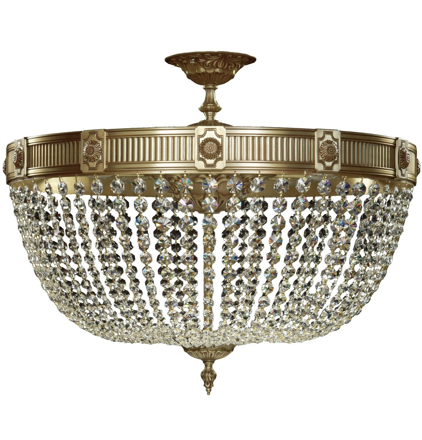 American Brass & Crystal - FM8004-P-03G - 12 Light Flush Mount - Valencia - French Gold Glossy