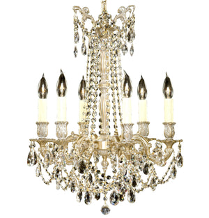 American Brass & Crystal - CH9228-O-04G-PI - Six Light Chandelier - Biella - Antique White Glossy