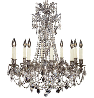 American Brass & Crystal - CH9248-A-10G-PI - Ten Light Chandelier - Biella - Antique Silver