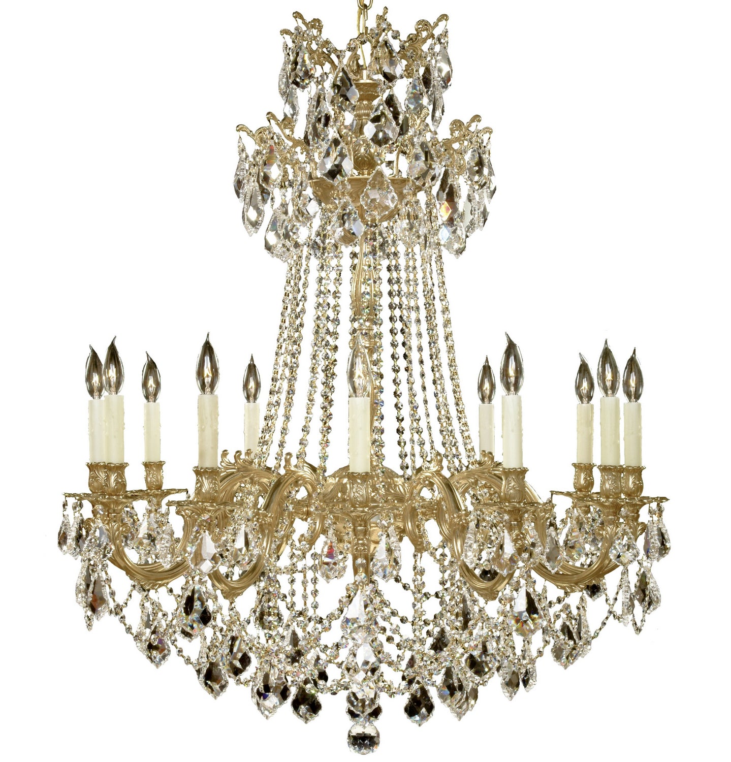 American Brass & Crystal - CH9268-A-16G-PI - 12 Light Chandelier - Biella - True Brass