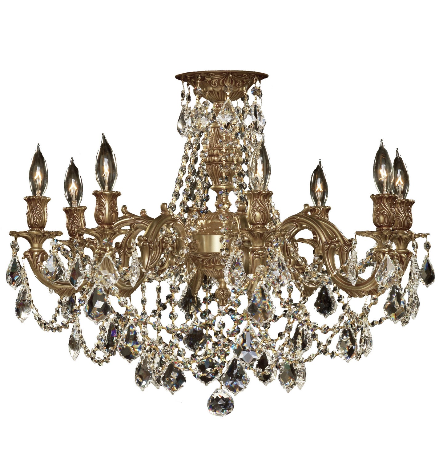 American Brass & Crystal - FM9204-A-03G - Eight Light Flush Mount - Biella - French Gold Glossy