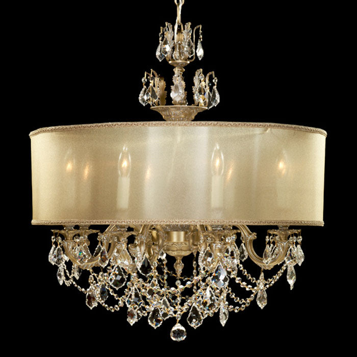 American Brass & Crystal - CH6542-A-04G-PI-PG - Eight Light Chandelier - Llydia - Antique White Glossy