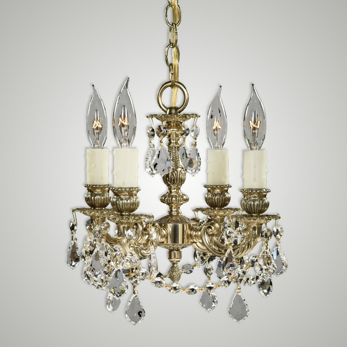 American Brass & Crystal - CH9102-A-12G-PI - Four Light Chandelier - Biella - Polished Brass with Black Inlay