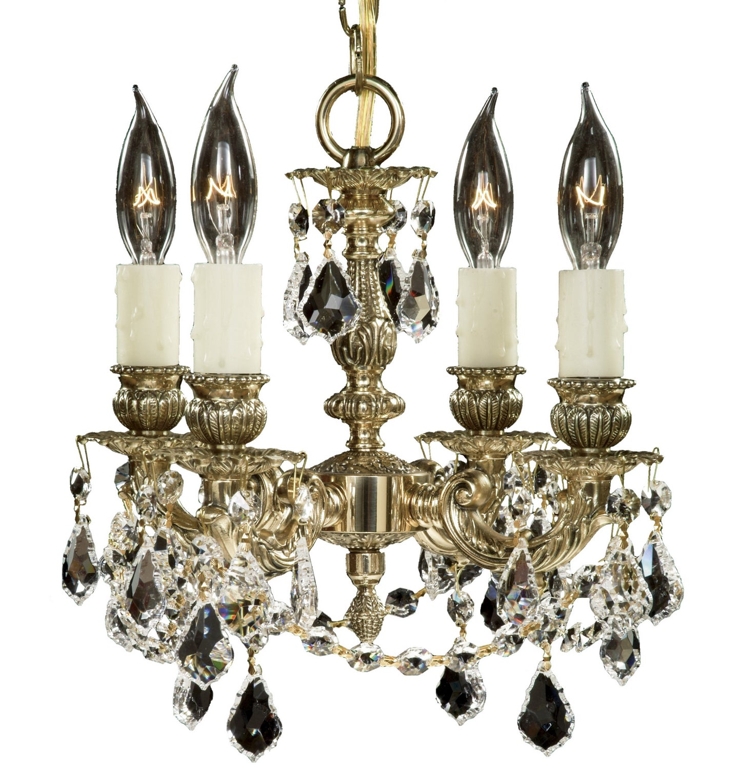 American Brass & Crystal - CH9102-A-12G-PI - Four Light Chandelier - Biella - Polished Brass with Black Inlay