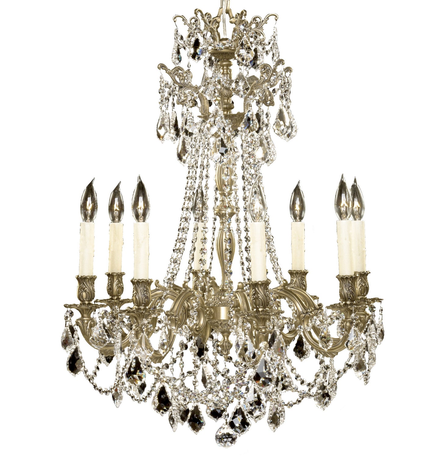 American Brass & Crystal - CH9238-A-02G-PI - Eight Light Chandelier - Biella - Antique Black Glossy