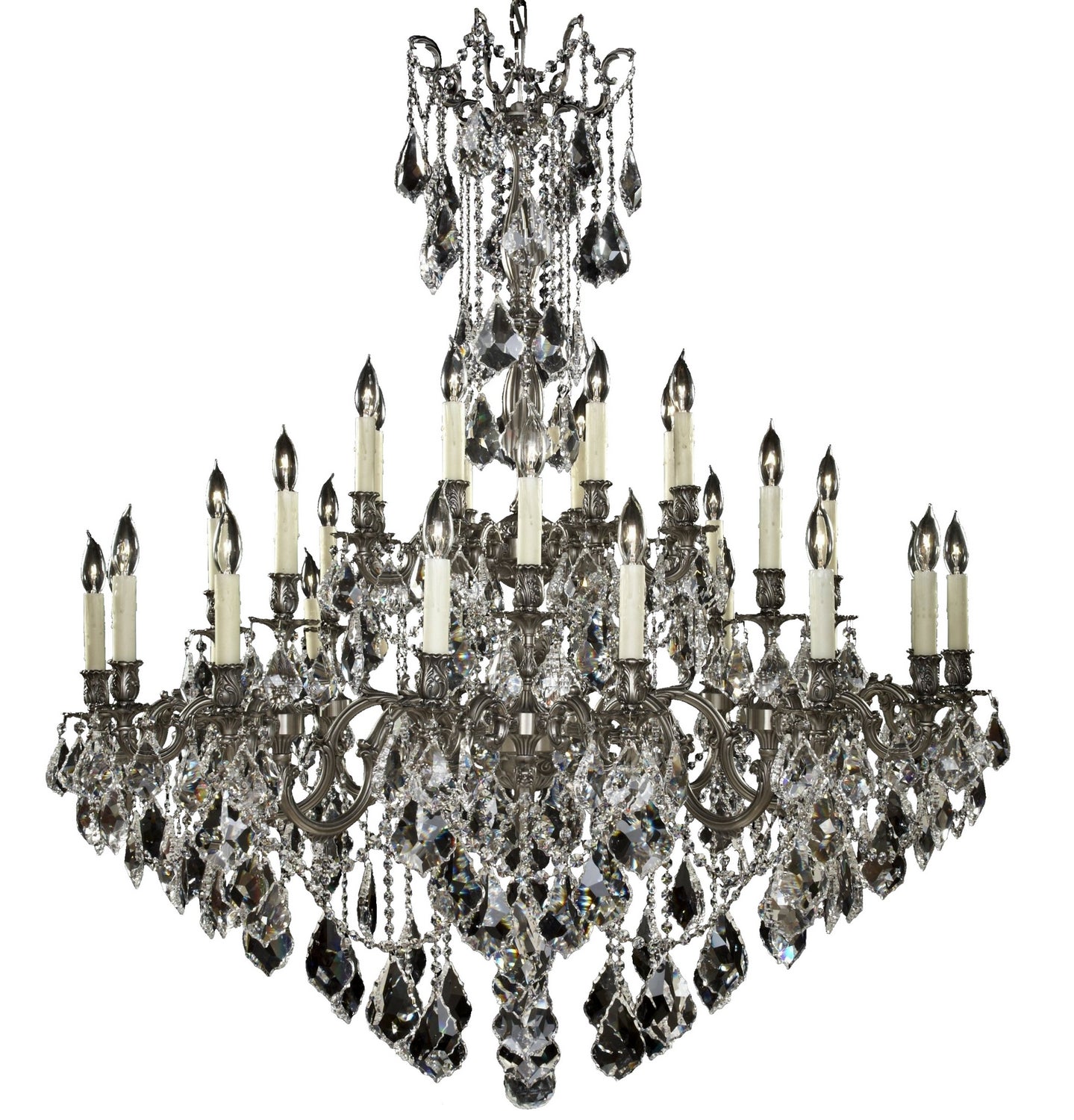 American Brass & Crystal - CH9323-A-10G-PI - 32 Light Chandelier - Elise - Antique Silver