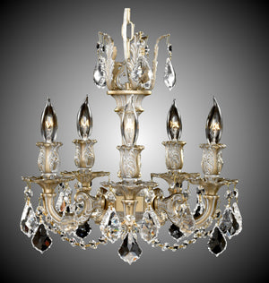 American Brass & Crystal - CH9502-A-04G - Five Light Chandelier - Rosetta - Antique White Glossy