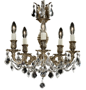 American Brass & Crystal - CH9512-A-02G-PI - Five Light Chandelier - Rosetta - Antique Black Glossy