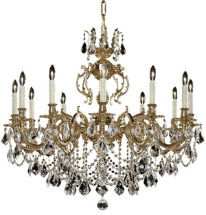 American Brass & Crystal - CH9579-A-16G-PI - 12 Light Chandelier - Rosetta - True Brass