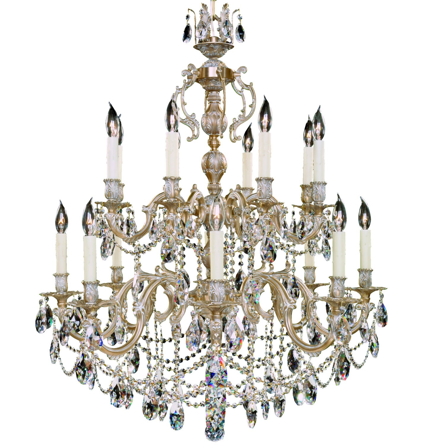 American Brass & Crystal - CH9580-O-04G-PI - 16 Light Chandelier - Rosetta - Antique White Glossy