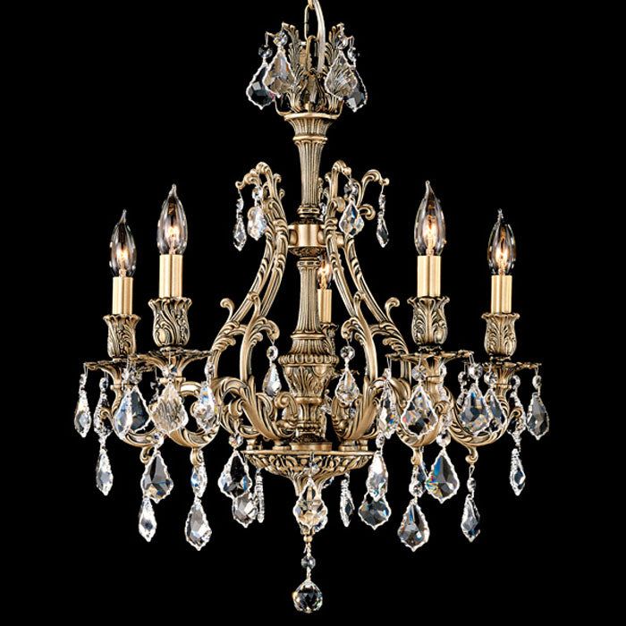 American Brass & Crystal - CH9630-A-02G-ST - Five Light Chandelier - Chateau - Antique Black Glossy