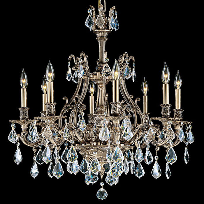 American Brass & Crystal - CH9632-A-12G-ST - Eight Light Chandelier - Chateau - Polished Brass w/Black Inlay